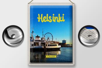 Panneau de voyage en étain, 30x40cm, Helsinki, finlande, bateau, grande roue 2