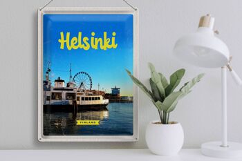 Panneau de voyage en étain, 30x40cm, Helsinki, finlande, bateau, grande roue 3