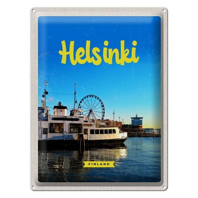 Blechschild Reise 30x40cm Helsinki Finnland Schiff Riesenrad