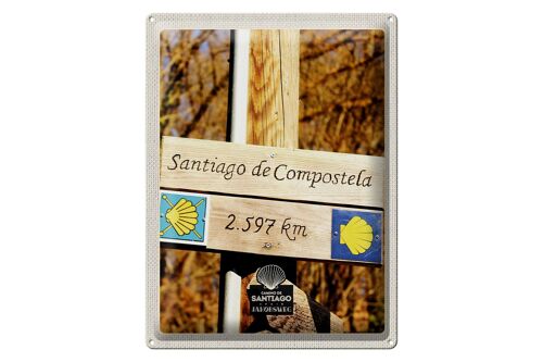 Blechschild Reise 30x40cm Spanien Santiago de Compostela Urlaub