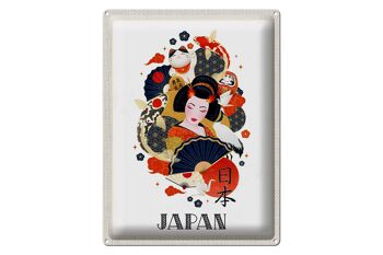 Signe en étain voyage 30x40cm, femme japonaise, chat, poisson, Culture artistique 1