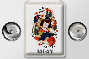 Signe en étain voyage 30x40cm, femme japonaise, chat, poisson, Culture artistique 2