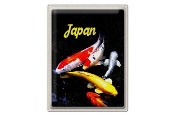 Signe en étain voyage 30x40cm, japon, asie, poisson Koi, rouge, or, blanc 1