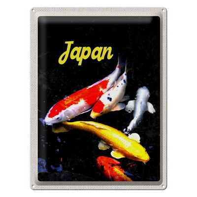 Cartel de chapa de viaje, 30x40cm, Japón, Asia, pez Koi, rojo, dorado, blanco