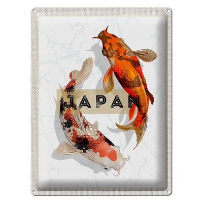 Cartel de chapa de viaje, 30x40cm, Japón, pez Koi, Asia, arte de vacaciones