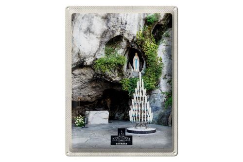 Blechschild Reise 30x40cm Frankreich Lourdes Jesus Kerzen