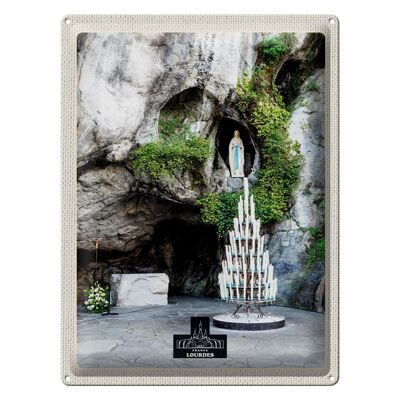 Targa in metallo da viaggio 30x40 cm Francia Lourdes Jesus Candles