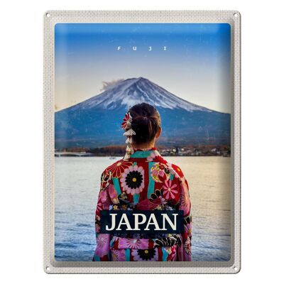 Cartel de chapa de viaje, 30x40cm, Japón, mujer, montañas, ropa, nieve