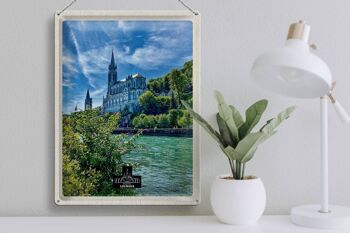 Plaque en tôle voyage 30x40cm France Lourdes mer église Nature 3
