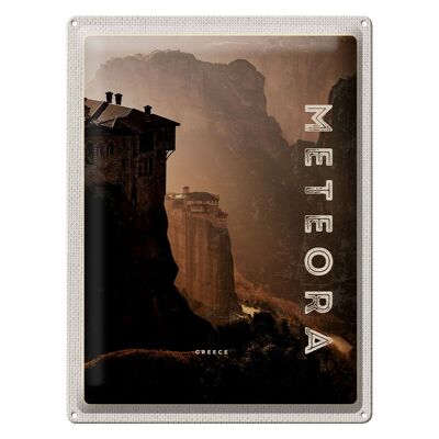 Targa in metallo da viaggio 30x40 cm Grecia Meteora Montagne Natura