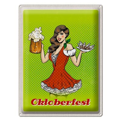 Cartel de chapa de viaje, 30x40cm, Oktoberfest de Múnich, mujer, cerveza tradicional tirolés