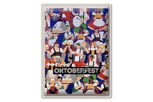 Blechschild Reise 30x40cm Oktoberfest Trommel Tanzen Trinken