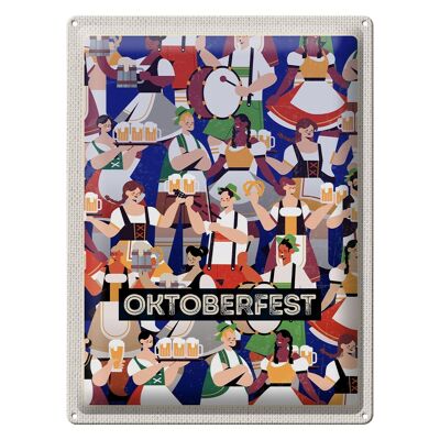 Cartel de chapa de viaje, 30x40cm, Oktoberfest, baile de tambores, beber