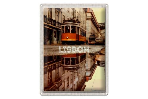 Blechschild Reise 30x40cm Lissabon Europa Straßenbahn Stadt