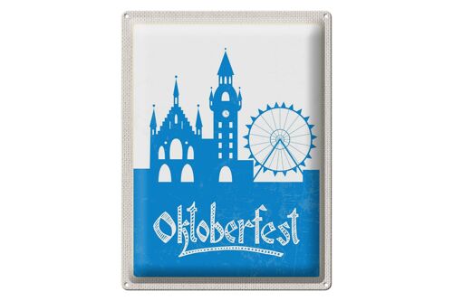 Blechschild Reise 30x40cm München Oktoberfest Riesenrad blau