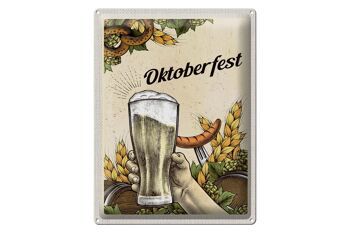 Plaque en tôle voyage 30x40cm Munich Oktoberfest bretzel bière saucisse 1