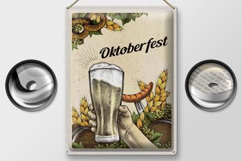 Plaque en tôle voyage 30x40cm Munich Oktoberfest bretzel bière saucisse 2