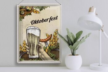 Plaque en tôle voyage 30x40cm Munich Oktoberfest bretzel bière saucisse 3