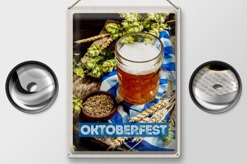 Panneau en étain voyage 30x40cm verre à bière Oktoberfest bois de blé 2