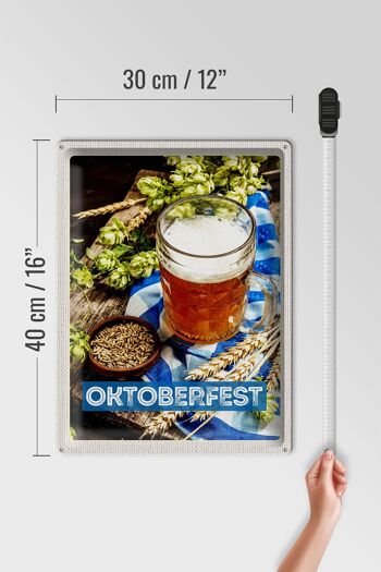 Panneau en étain voyage 30x40cm verre à bière Oktoberfest bois de blé 4