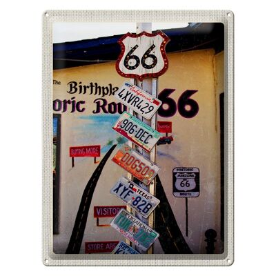 Panneau en étain voyage 30x40cm, USA, Amérique, US Highway Route 66