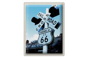 Signe en étain voyage 30x40cm, Amérique Route 66 Kingman AZ Crossing 1