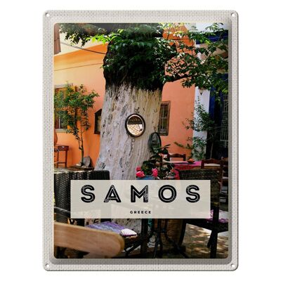 Cartel de chapa de viaje, 30x40cm, Samos, Grecia, vacaciones, verano, restaurante