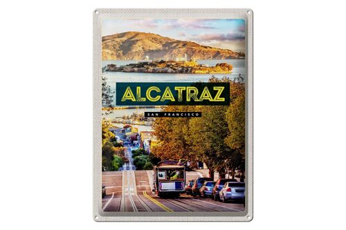Blechschild Reise 30x40cm San Francisco Alcatraz Straßenbahn