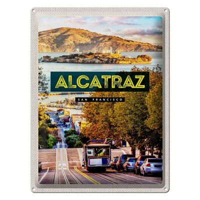 Targa in metallo da viaggio 30x40 cm San Francisco Alcatraz Tram