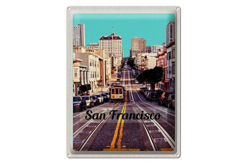 Blechschild Reise 30x40cm San Francisco Stadt Straße Straßenbahn