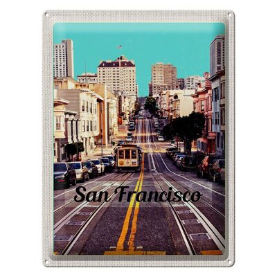 Cartel de chapa Travel 30x40cm Tranvía de la calle de la ciudad de San Francisco