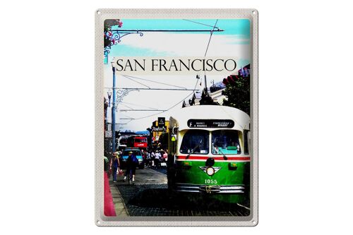 Blechschild Reise 30x40cm San Francisco Menschen Straßenbahn