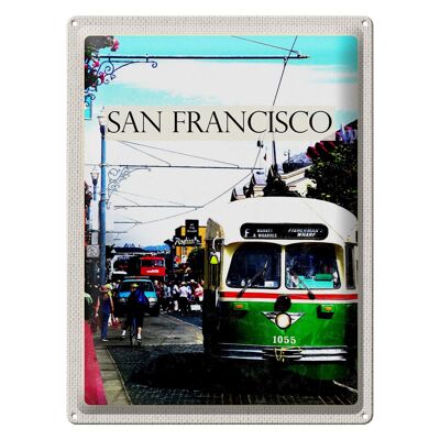 Blechschild Reise 30x40cm San Francisco Menschen Straßenbahn