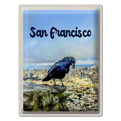 Blechschild Reise 30x40cm San Francisco Aussicht auf Stadt Rabe