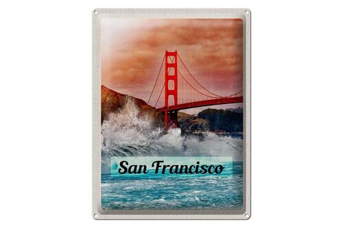 Blechschild Reise 30x40cm San Francisco Meer Golden Gate Brige