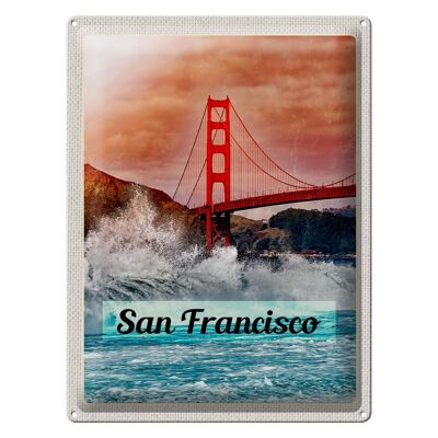 Blechschild Reise 30x40cm San Francisco Meer Golden Gate Brige