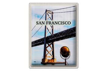 Plaque en tôle voyage 30x40cm San Francisco sous le Golden Gate Bridge 1