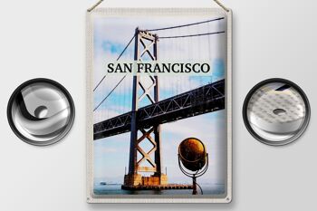 Plaque en tôle voyage 30x40cm San Francisco sous le Golden Gate Bridge 2