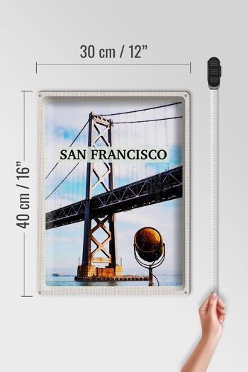 Plaque en tôle voyage 30x40cm San Francisco sous le Golden Gate Bridge 4