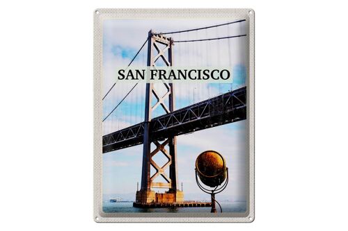 Blechschild Reise 30x40cm San Francisco unter Golden Gate Brige