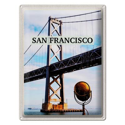 Targa in metallo da viaggio 30x40 cm San Francisco sotto il Golden Gate Bridge