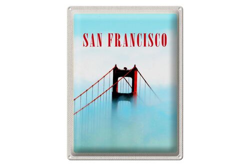 Blechschild Reise 30x40cm San Francisco Nebel Golden Gate Brige