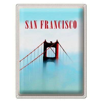 Targa in metallo da viaggio 30x40 cm San Francisco Nebbia Golden Gate Brige