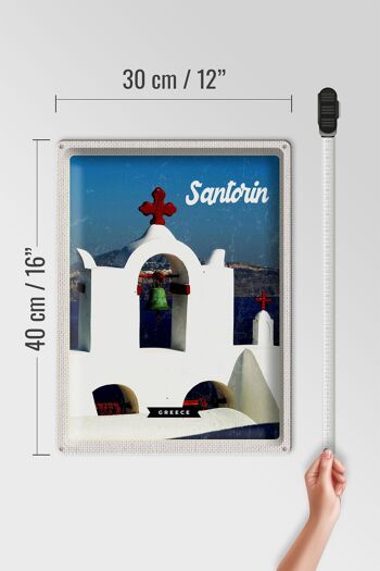Plaque en tôle voyage 30x40cm Santorin Grèce mer blanc bleu vacances 4