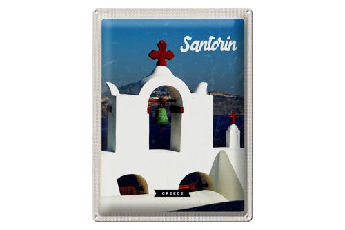 Blechschild Reise 30x40cm Santorini Greece Meer weiß blau Urlaub