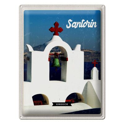 Cartel de chapa viaje 30x40cm Santorini Grecia mar blanco azul vacaciones