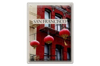 Plaque en tôle voyage 30x40cm San Francisco America rouge China Town 1