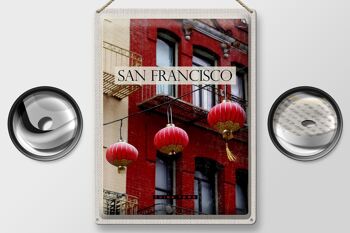 Plaque en tôle voyage 30x40cm San Francisco America rouge China Town 2