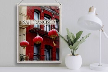 Plaque en tôle voyage 30x40cm San Francisco America rouge China Town 3