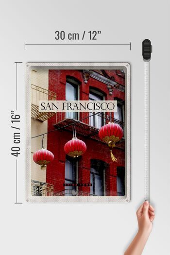 Plaque en tôle voyage 30x40cm San Francisco America rouge China Town 4